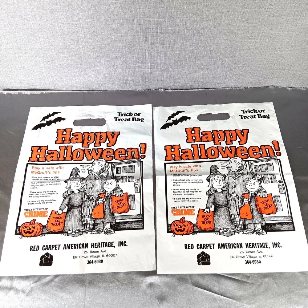 VTG 90s Halloween Trick or Treat Bags‎ Lot 2 Pc McGruff Crime Dog Heritage